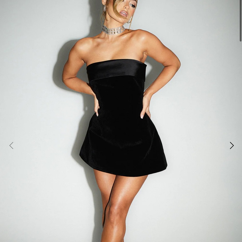 Fold over velvet mini dress